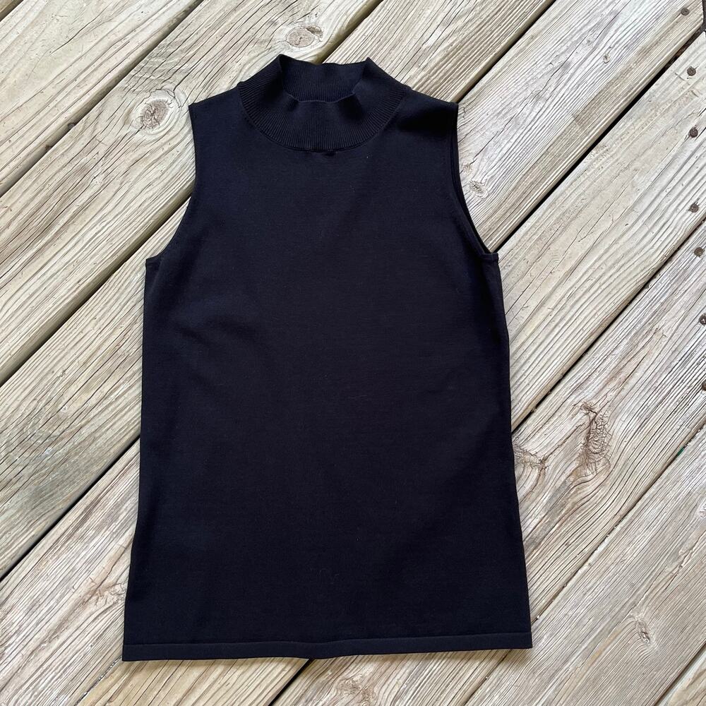 Ann Taylor Women's Black Mock Neck Sleeveless Knit Top Size S. NEW!